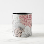 美しいボホの花モダンモノグラム ツートーンマグカップ (中央)