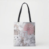 美しいボホの花モダンモノグラム トートバッグ (正面)