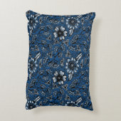 美しいボホの花 |青クラシック色 アクセントクッション (裏面(縦))