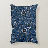 美しいボホの花 |青クラシック色 アクセントクッション (正面(垂直))