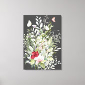 美しいボホバタフライブーケダークグレー キャンバスプリント (正面)