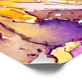 美しいボホピンクと金ゴールドフローラルパターン ポスター