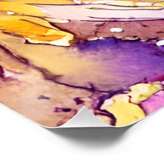 美しいボホピンクと金ゴールドフローラルパターン ポスター (コーナー)