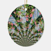 美しいボホピンク、赤いバラ、水彩フローラ セラミックオーナメント (左)