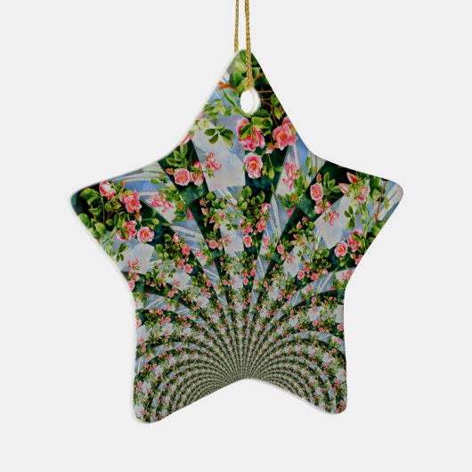 美しいボホピンク、赤いバラ、水彩フローラ セラミックオーナメント (右)