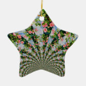 美しいボホピンク、赤いバラ、水彩フローラ セラミックオーナメント (正面)