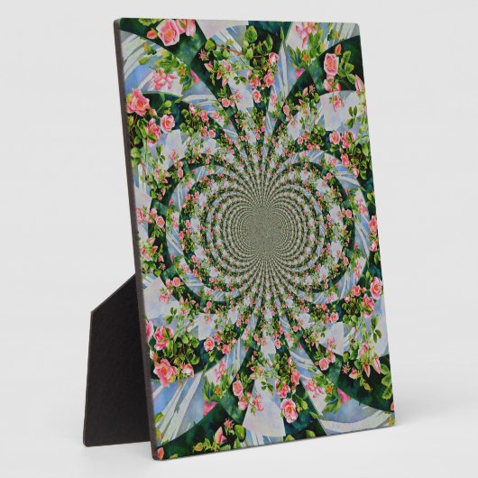 美しいボホピンク、赤いバラ、水彩フローラ フォトプラーク (側面)