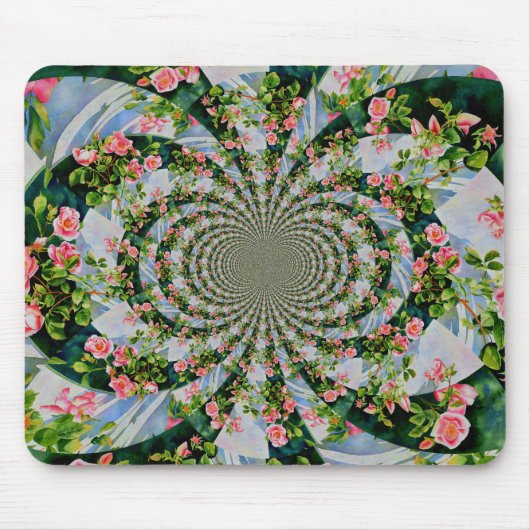 美しいボホピンク、赤いバラ、水彩フローラ マウスパッド (正面)