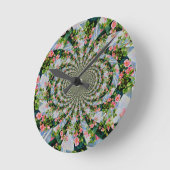 美しいボホピンク、赤いバラ、水彩フローラ ラウンド壁時計 (傾斜)