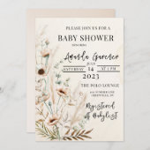美しいボホフラワーベビーシャワー招待状 案内状 (正面/裏面)