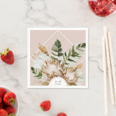 美しいボホボタニカルジオメトリックフレーム結婚ズ スタンダードカクテルナプキン (インサイチュ)