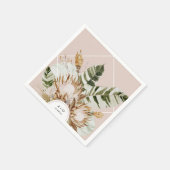 美しいボホボタニカルジオメトリックフレーム結婚ズ スタンダードカクテルナプキン (角)