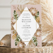 美しいボホボタニカルジオメトリックフレーム結婚ズ 招待状