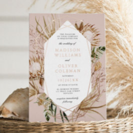 美しいボホボタニカルジオメトリックフレーム結婚ズ 箔招待状