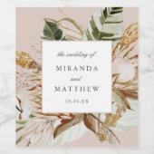 美しいボホボタニカルフローラフレ結婚ーム ワインラベル (シングルラベル)