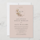 美しいボホボタニカルモノグラム結婚ズ 招待状 (正面)