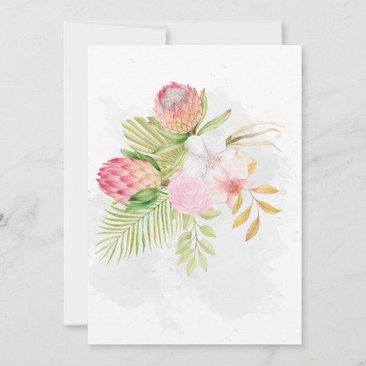 美しいボホラブリーウォーター色の結婚花 招待状 (裏面)