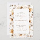 美しいボホワイルドフラワーウォーター結婚カラー 招待状 (正面)