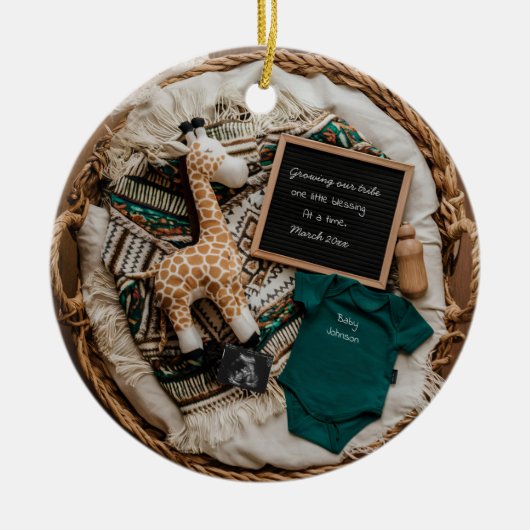 美しいボホヴィンテージ妊娠の発表 セラミックオーナメント (正面)