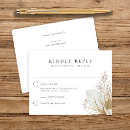 美しいボホ植物白結婚の応答 出欠カード