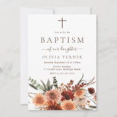 美しいボホ秋の花バプテスマ 招待状 (正面)