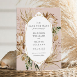 美しいボホ・ボタニカル・ジオメトリック ウェディング セーブザデート