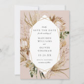 美しいボホ・ボタニカル・ジオメトリック ウェディング セーブザデート (正面)