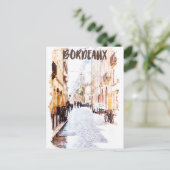 美しいボルドーのフランスの水彩旅行 ポストカード (スタンド正面)