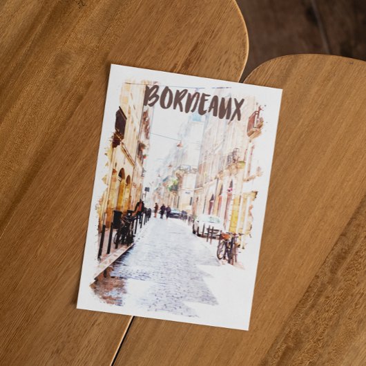 美しいボルドーのフランスの水彩旅行 ポストカード