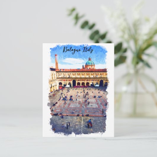 美しいボローニャイタリア水彩旅行 ポストカード (スタンド正面)