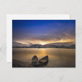 美しいボート水の日の出の写真 ポストカード (正面/裏面)