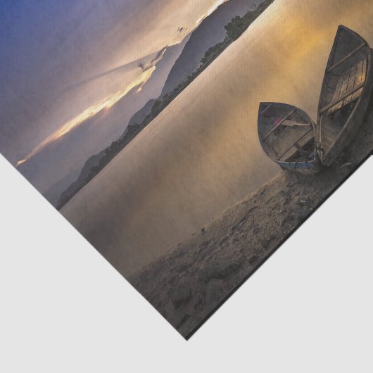 美しいボート水の日の出の写真 薄葉紙 (詳細)