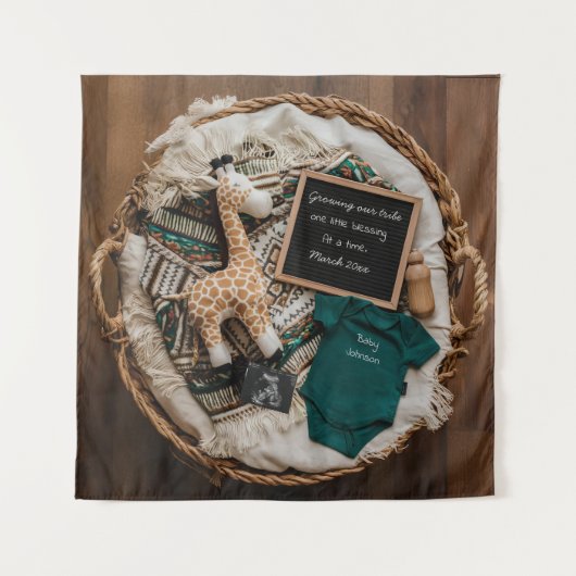 美しいボーホ vintage の妊娠発表 タペストリー (正面)