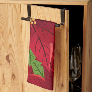 美しいポインセチアキルヒェンタオル キッチンタオル