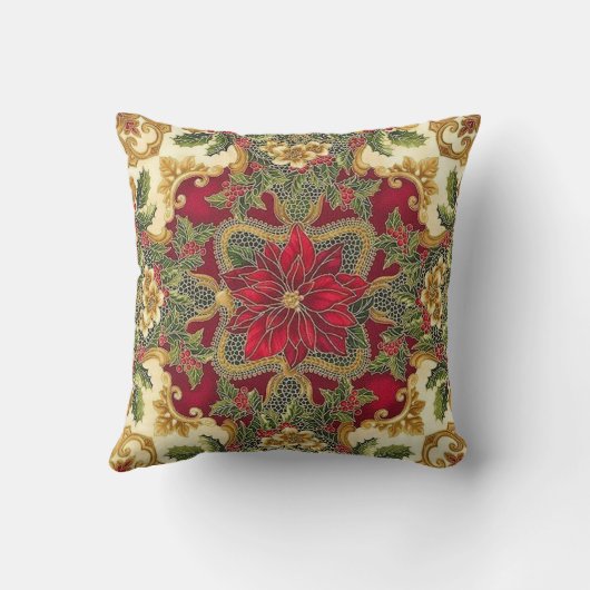 美しいポインセチア枕！ クッション (裏面)