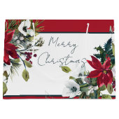 美しいポインセチア枠クリスマスホリデー ラージペーパーバッグ (正面)