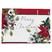 美しいポインセチア枠クリスマスホリデー ラージペーパーバッグ (裏面)