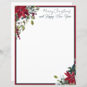 美しいポインセチア枠クリスマス (正面/裏面)