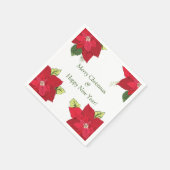 美しいポインセチア花カスタムクリスマス スタンダードカクテルナプキン (角)