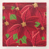 美しいポインセチア・ガラス・コースター ガラスコースター (正面)