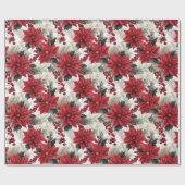 美しいポインセチア・クリスマス ラッピングペーパー (フラット)