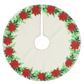 美しいポインセチア・フラワーガーランドオンシャンパン ブラッシュドポリエステルツリースカート (正面)