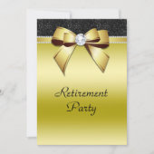 美しいポッシュ金ゴールドとブラックジュエルリタイアメント 招待状 (正面)
