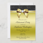 美しいポッシュ金ゴールドとブラックジュエルリタイアメント 招待状 (裏面)