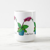 美しいポットの水彩画の蘭の植物 コーヒーマグカップ (中央)