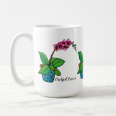 美しいポットの水彩画の蘭の植物 コーヒーマグカップ (左)