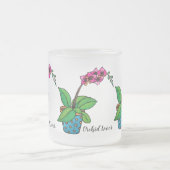 美しいポットの水彩画の蘭の植物 フロストグラスマグカップ (中央)