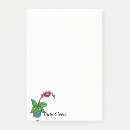 美しいポットの水彩画の蘭の植物 ポストイット (正面)