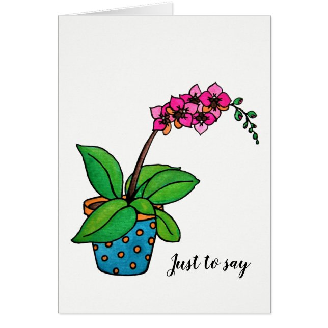 美しいポットの水彩蘭の植物 (正面)