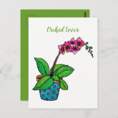 美しいポットの水彩蘭の植物 ポストカード (正面/裏面)